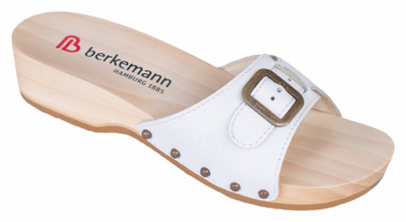 Berkemann Holz-Sandale mit Absatz, 00110-100, Modell Hamburg, Leder weiß Gr. 7 = 41