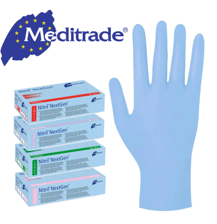 MEDITRADE NextGen Nitril- Untersuchungshandschuhe Einmalhandschuhe blau, Box mit 100 Stck