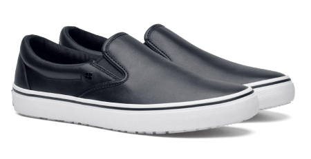 Shoes for Crews Merlin schwarz-weiß 42215, rutschfeste SFC Slipper aus Leder 35-48