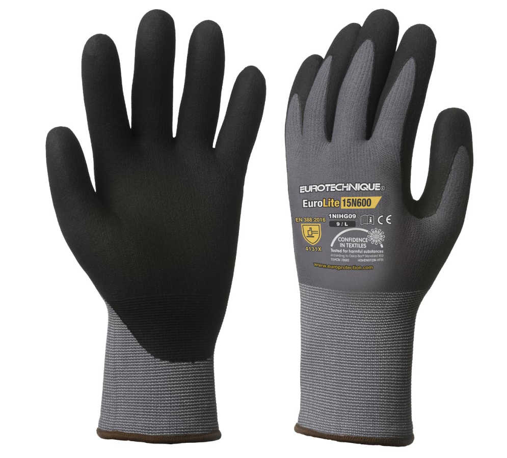 Montage-Arbeits- Handschuhe 10 LATEX  PRIMO schwarz-grau Gr Handschuhe 