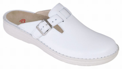 Berkemann weiße Herren Clogs MAX 05708-101, Leder weiß, wechselbares Fußbett