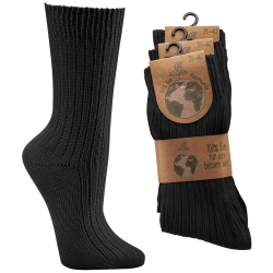 weiche Socken aus 100% BIO-Baumwolle Wowerat 2156, schwarz 3er Pack