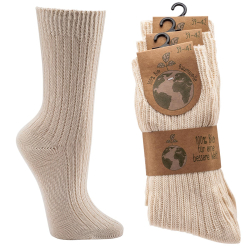 weiche Socken aus 100% BIO-Baumwolle Wowerat 2156, natur 3er Pack