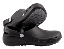 PRIMA-Clog schwarz, Ultraleichte EVA-Clogs mit rutschfester Sohle. 215g/Schuh.